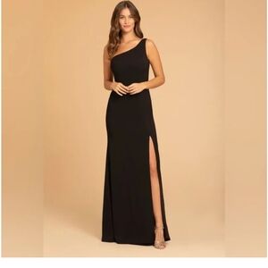 Hayley Paige NWT Elegant Black One-Shoulder Formal Dress, SZ 14